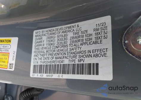 2024 Honda Cr-V Hybrid Sport-L z USA, uszkodzony, nr VIN 7FARS5H80RE016341